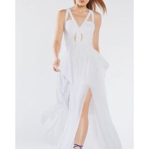 BCBG Juliana Cut-Out Ruffle Gown